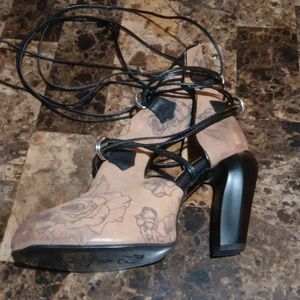 John Fluevog Lace Up Leather Shoe